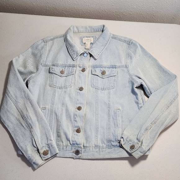 Forever 21 Light Wash Denim Jacket Cotton Classic 90's Vintage Style Size Large - Picture 7 of 11